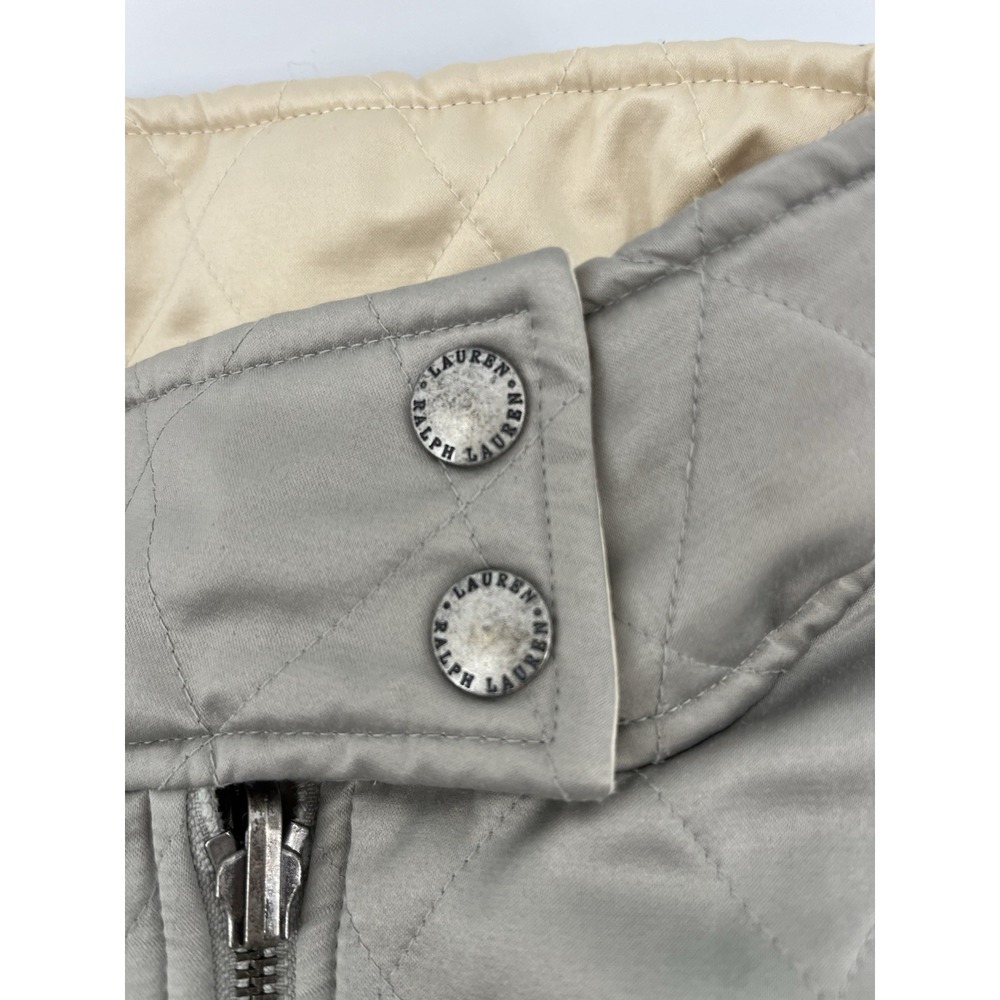 Ralph Lauren Vest Womens Medium Cream Grey Quilted‎ Reversible Outdoors Polo - Picture 2 of 10